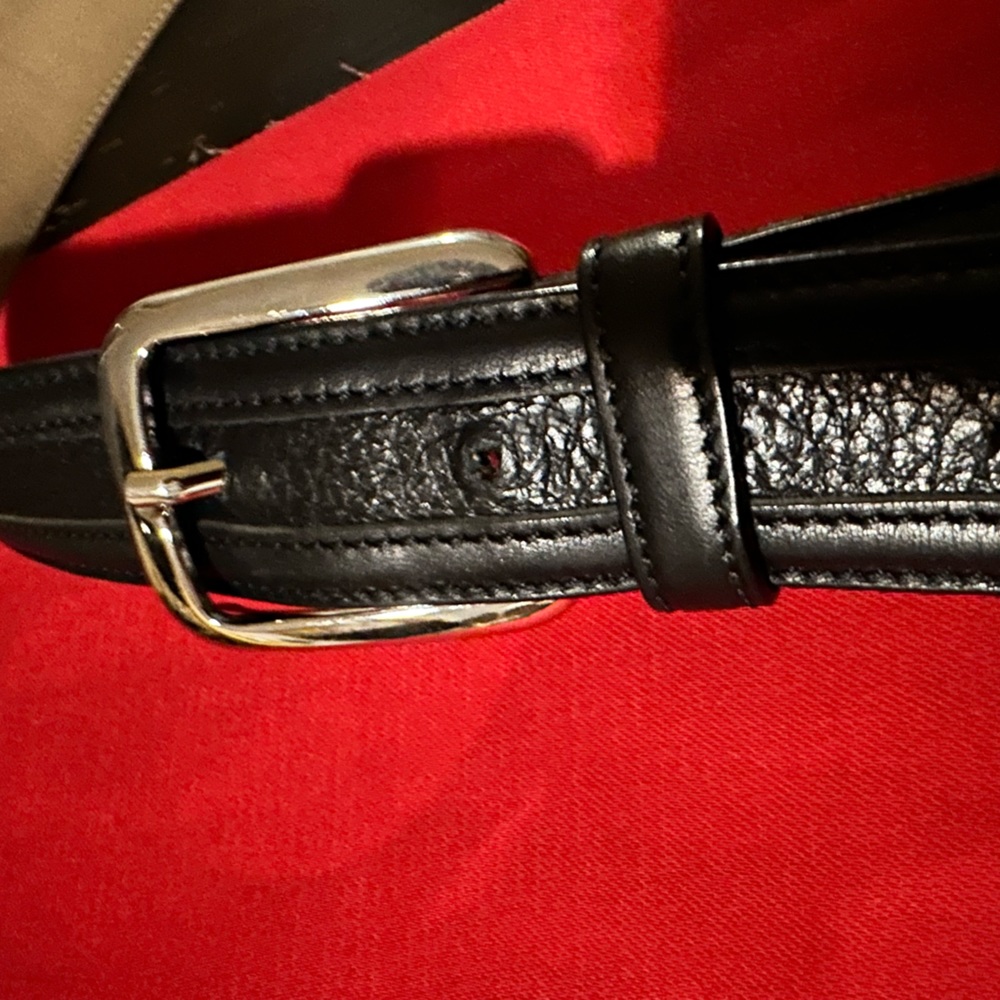 $115 Paul Frederick solid black Belt BPG103D 1 Belt Hole Added REDUCED!!